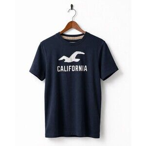 Hollister California Navy Graphic T-Shirt Mens XL Logo Tee Short Sleeve Cotton